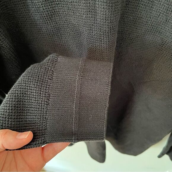 French Connection NWT Black USA Waffle Knit Cotton Crewneck Sweater - Picture 3 of 8